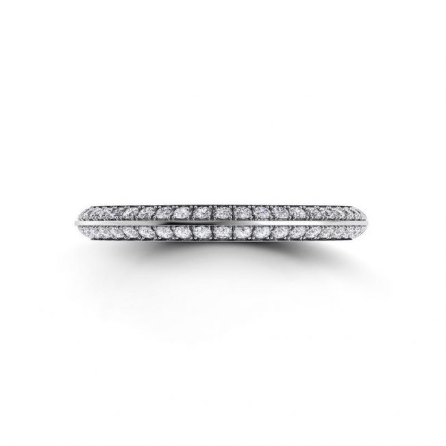 Тонкое кольцо с бриллиантами по кругу в два ряда - Фото 2
