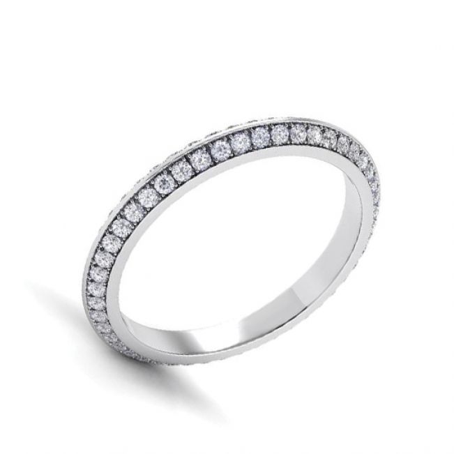 Тонкое кольцо с бриллиантами по кругу в два ряда