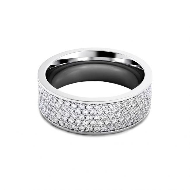 Широкое кольцо с 5 рядами дорожек из бриллиантов - Фото 2
