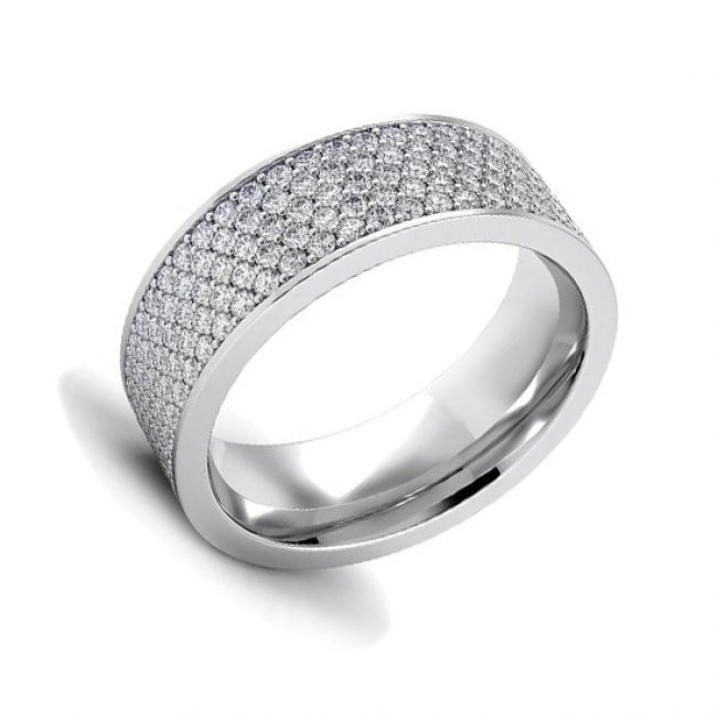 Широкое кольцо с 5 рядами дорожек из бриллиантов