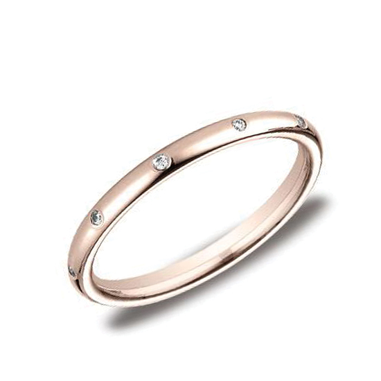 Тонкое обручальное кольцо с россыпью бриллиантов, Больше Изображение 1