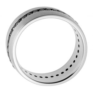 Мужское кольцо дорожка с черными бриллиантами - Фото 2