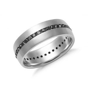 Мужское кольцо дорожка с черными бриллиантами - Фото 1