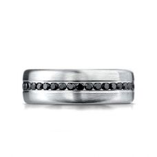 Мужское кольцо дорожка с черными бриллиантами