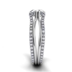 Кольцо двойное с бриллиантом и дорожкой - Фото 2