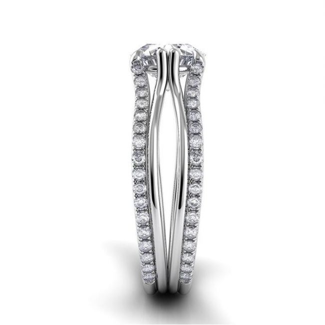 Кольцо двойное с бриллиантом и дорожкой - Фото 2