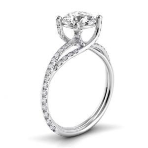 Дизайнерское кольцо с бриллиантом и двойной дорожкой - Фото 1