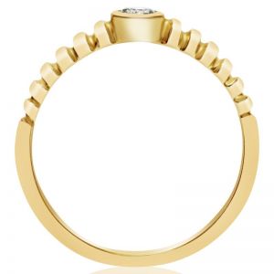 Футуристичное золотое кольцо с круглым бриллиантом - Фото 2