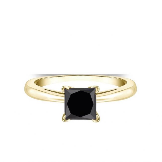 Кольцо из золота с квадратным черным бриллиантом