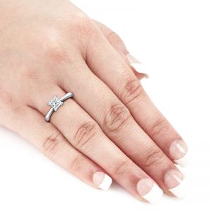 Кольцо с квадратным белым бриллиантом Принцесса - Фото 2