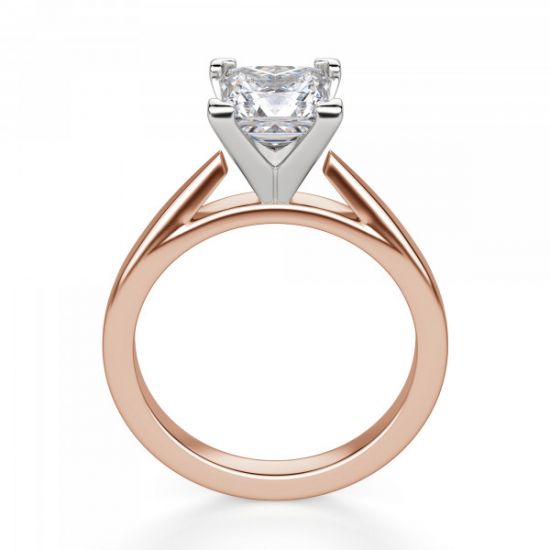 Кольцо в розовом и белом золоте с квадратным бриллиантом,  Больше Изображение 2
