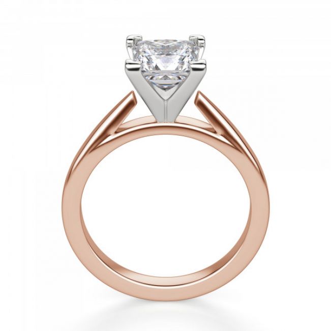 Кольцо в розовом и белом золоте с квадратным бриллиантом - Фото 1