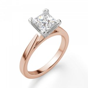 Кольцо в розовом и белом золоте с квадратным бриллиантом - Фото 2