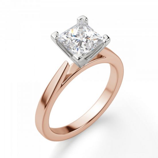 Кольцо в розовом и белом золоте с квадратным бриллиантом,  Больше Изображение 3