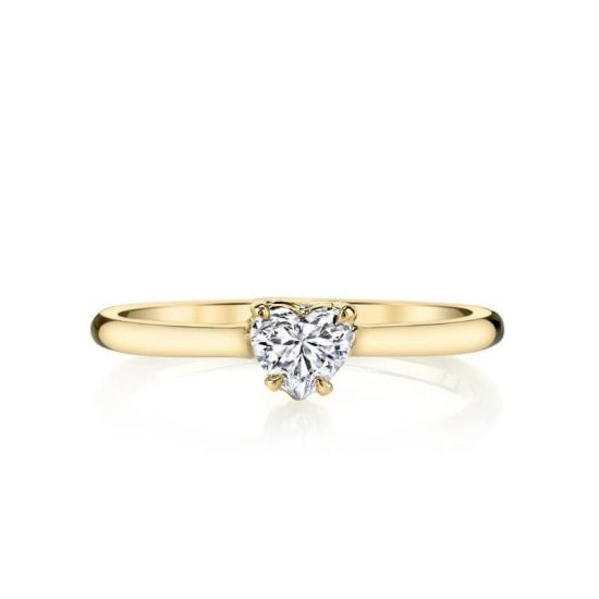 Кольцо с бриллиантом огранки Сердце желтое золото, Больше Изображение 1