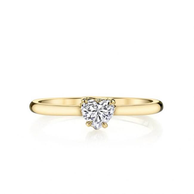 Кольцо с бриллиантом огранки Сердце желтое золото