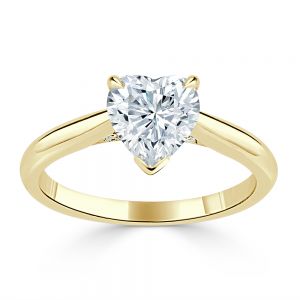 Кольцо с бриллиантом в форме сердца из золота - Фото 1
