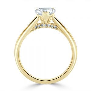 Кольцо с бриллиантом в форме сердца из золота - Фото 3