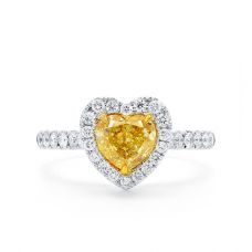 Кольцо с желтым бриллиантом сердце в обсыпке