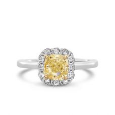 Кольцо с желтым бриллиантом Кушон 1 карат