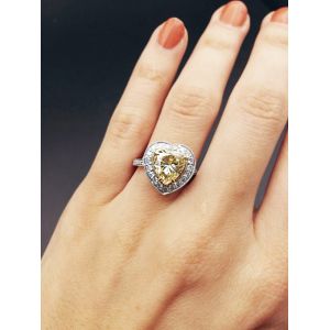 Кольцо с желтым бриллиантом Сердце - Фото 1