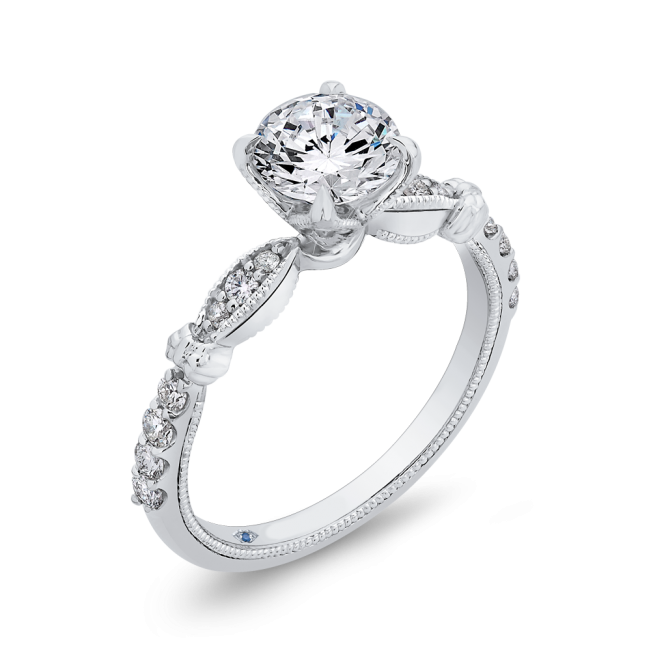 Винтажное кольцо с круглым белым бриллиантом - Фото 1
