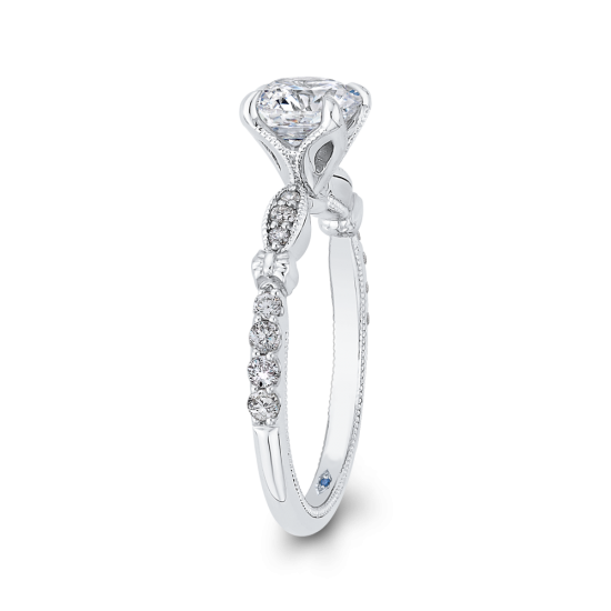 Винтажное кольцо с круглым белым бриллиантом,  Больше Изображение 3