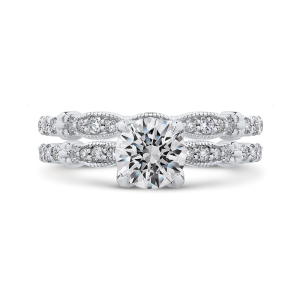 Винтажное кольцо с круглым белым бриллиантом - Фото 4