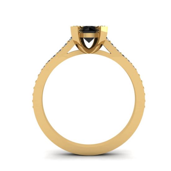 Элегантное кольцо с круглым черным бриллиантом,  Больше Изображение 2