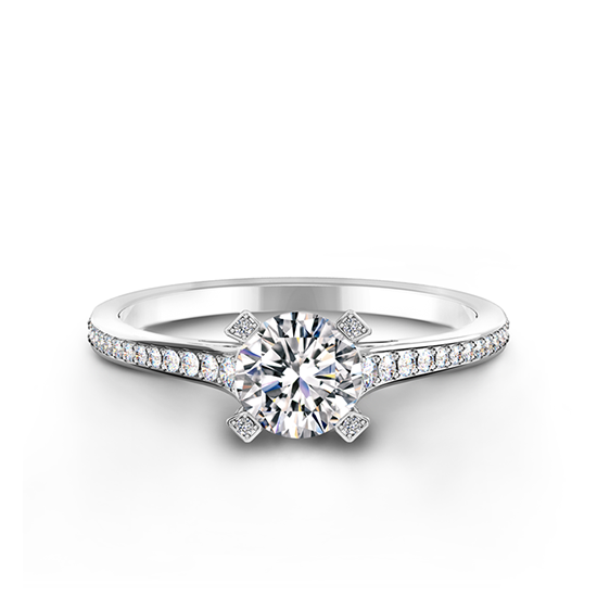 Необычное кольцо с круглым белым бриллиантом, Больше Изображение 1