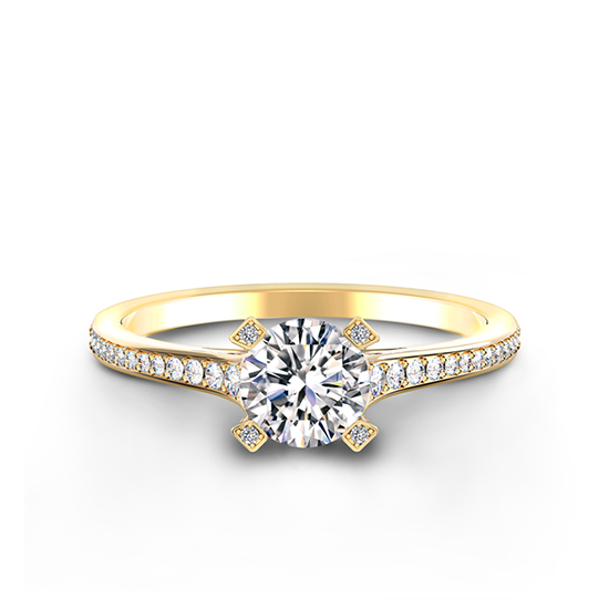 Элегантное кольцо с круглым белым бриллиантом, Больше Изображение 1