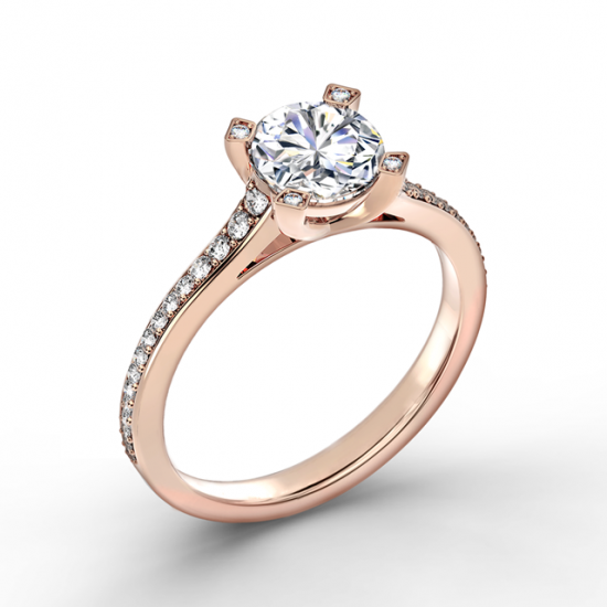 Элегантное кольцо с круглым бриллиантом,  Больше Изображение 2