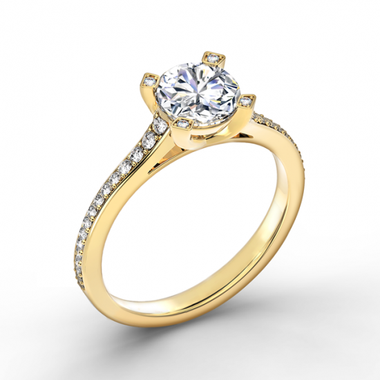 Элегантное кольцо с круглым белым бриллиантом,  Больше Изображение 2