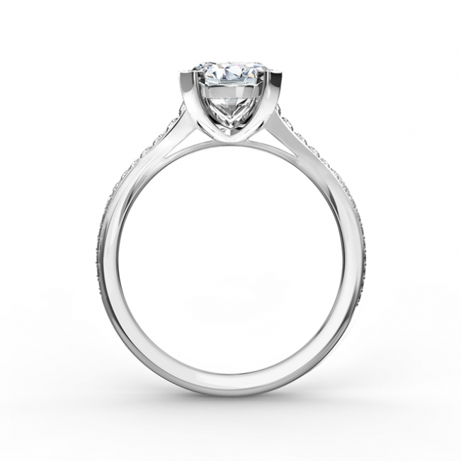 Необычное кольцо с круглым белым бриллиантом - Фото 2