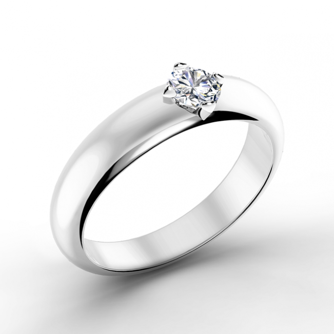 Выпуклое кольцо с бриллиантом 3.5 мм - Фото 1
