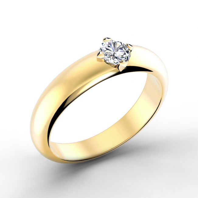 Выпуклое кольцо с бриллиантом - Фото 1