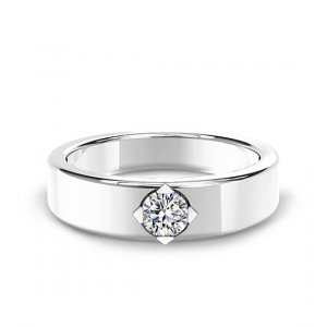 Плоское кольцо с бриллиантом в середине