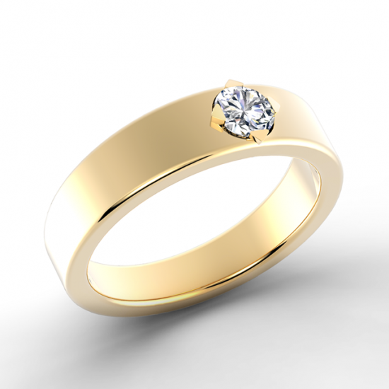 Плоское кольцо с бриллиантом 0.20 карата,  Больше Изображение 2