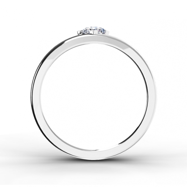 Плоское кольцо с брииллиантом в середине - Фото 2
