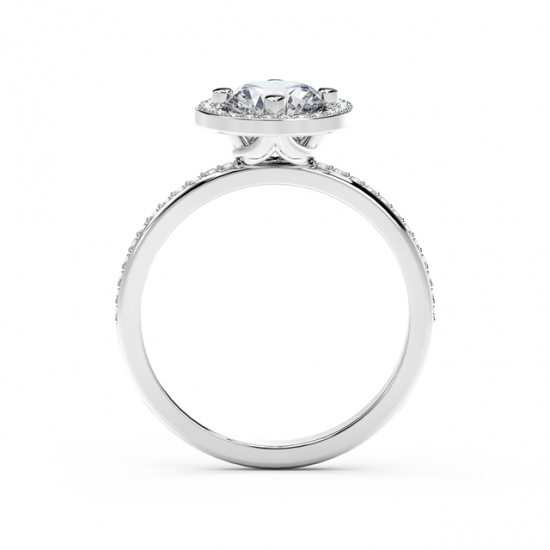 Кольцо дизайнерское с белым бриллиантом в ореоле,  Больше Изображение 3