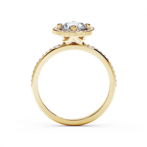 Кольцо с белым бриллиантом в ореоле - Фото 2
