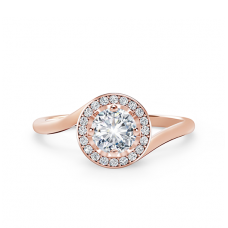 Кольцо с круглым бриллиантом в необычном оформлении
