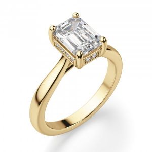 Кольцо из золота с бриллиантом огранки Эмеральд - Фото 2