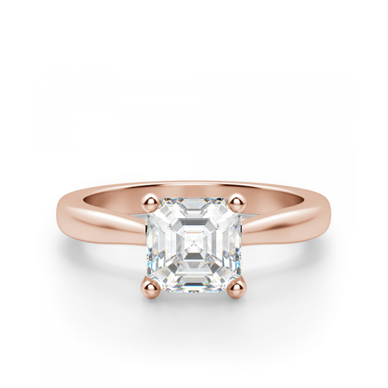 Кольцо с бриллиантом Ашер в розовом золоте