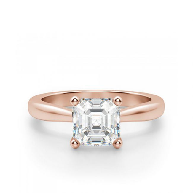 Кольцо с бриллиантом Ашер в розовом золоте