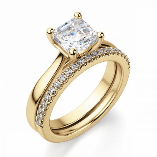 Кольцо золотое с бриллиантом Ашер,  Больше Изображение 4