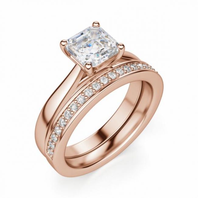 Кольцо с бриллиантом Ашер в розовом золоте - Фото 4