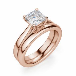 Кольцо с бриллиантом Ашер в розовом золоте - Фото 5