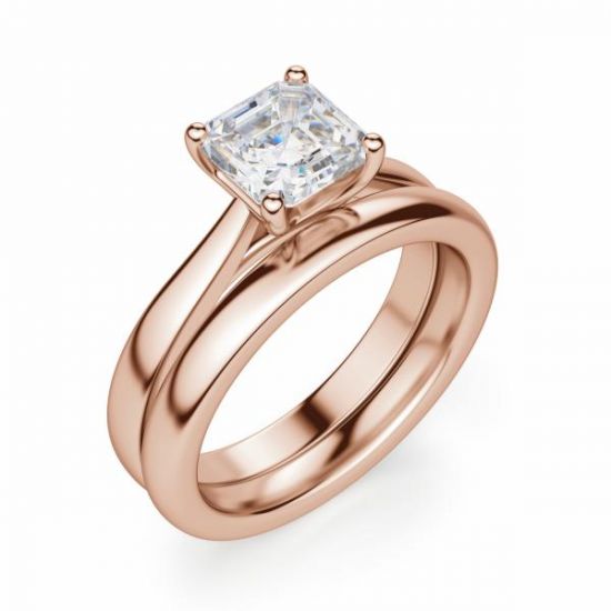 Кольцо с бриллиантом Ашер в розовом золоте,  Больше Изображение 6