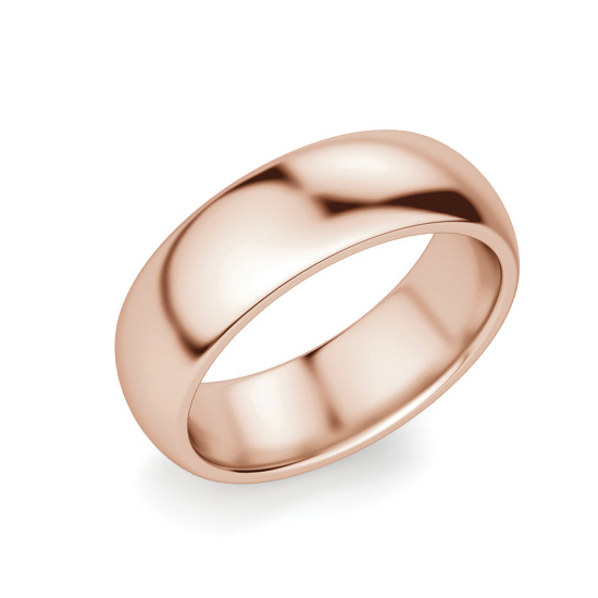Кольцо выпуклое 6 мм из розового золота, Больше Изображение 1